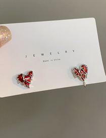 Fashion A Pair Of Heart Stud Earrings Alloy Asymmetric Lava Heart Stud Earrings