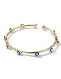 Fashion Navy Blue Copper Oil Drip Eye Cuff Bracelet