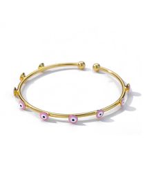 Fashion Pink Copper Oil Drip Eye Cuff Bracelet