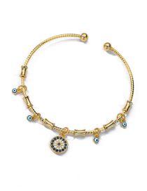 Fashion 7# Brass And Diamond Oil Drip Eye Open Bracelet