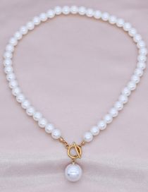 Fashion 2# Pearl Beaded Ot Buckle Necklace