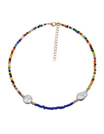 Fashion 6# Colorful Rice Bead Beaded Shaped Pearl Necklace