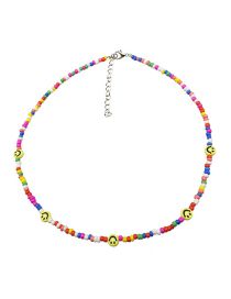 Fashion Twenty One# Colorful Rice Bead Smiley Beaded Necklace