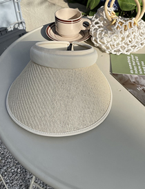 Fashion Apricot White Edge-g Mark-with Windproof Rope Empty Hard Top Straw Sun Hat