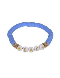 Fashion Blue Smoky Alphabet Bead Bracelet