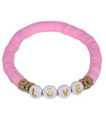 Fashion B1630 Pink Smoky Alphabet Bead Bracelet