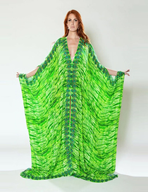 Fashion 2# Polyester Printed V-neck Overskirt