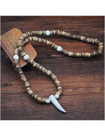 Fashion 2# Coconut Loose Beaded Horn Necklace