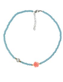 Fashion Blue Crystal Beaded Flower Necklace