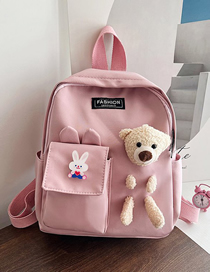 Fashion Pink Nylon Cartoon Bear Large Capacity Backpack