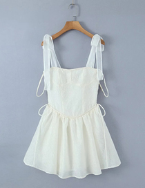Fashion White Polyester Jacquard Slip Dress