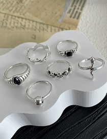 Fashion Silver Alloy Snake Skull Vine Ring Set