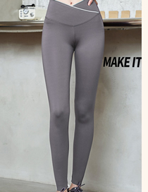 Fashion Medium Gray 4xl (190-220 Catties) Nylon Crossover Tummy Control Leggings