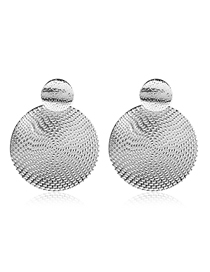 Fashion Silver Metal Geometric Round Stud Earrings