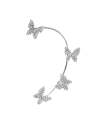 Fashion Silver Alloy Diamond Butterfly Earrings