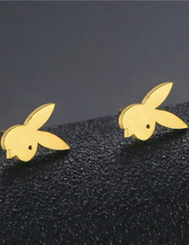 Fashion 16# Stainless Steel Glossy Rabbit Stud Earrings