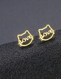 Fashion 17# Stainless Steel Glossy Alphabet Cat Earrings