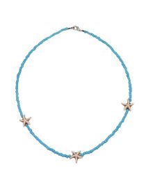 Fashion Blue Beaded Starfish Necklace