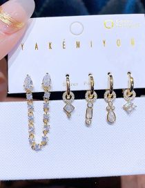 Fashion Gold Zirconia Geometric Earrings Set In Copper
