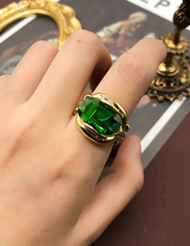 Fashion Ring Alloy Geometric Emerald Glass Ring