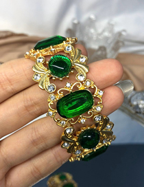 Fashion Bracelet Alloy Geometric Emerald Glass Bracelet