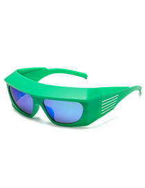Fashion Green Frame Green Film C5 Pc Wide Brim Large Frame Sunglasses
