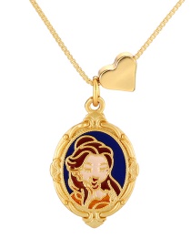 Fashion Color 4 Copper Oil Drop Double-sided Princess Love Pendant Necklace