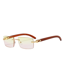 Fashion C7 Gold Frame Gradient Yellow Powder Small Square Frame Cut Edge Sunglasses