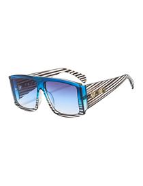 Fashion C7 Blue Frame Grayish Blue Film Metal Square Large Frame Sunglasses