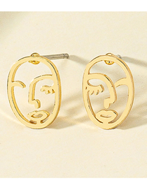 Fashion Gold Alloy Geometric Line Face Stud Earrings