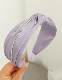 Fashion Purple Fabric Rhinestone Knotted Wide Brim Headband