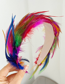 Fashion Blue Colorful Feather Headband Fabric Feather Headband
