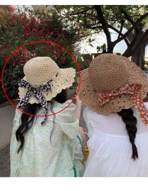 Fashion Beige Silk Scarf Printed Lace Sun Hat