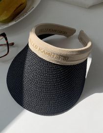 Fashion Rice Hoop Black Straw Large Brim Empty Top Sun Hat