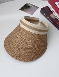 Fashion Light Coffee Straw Large Brim Empty Top Sun Hat