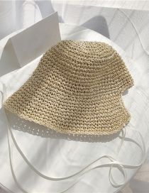 Fashion Beige Straw Tie Sun Hat