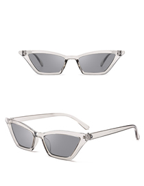 Fashion Transparent Gray Light Gray Film Ac Clear Cat Eye Small Frame Sunglasses