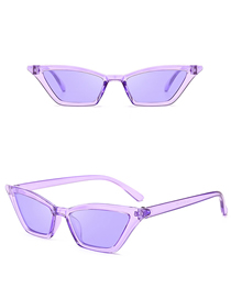 Fashion Transparent Purple Purple Sheet Ac Clear Cat Eye Small Frame Sunglasses