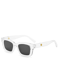 Fashion Transparent White And Gray Flakes Ac Large Square Frame Sunglasses