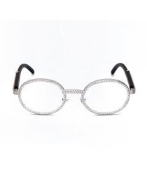 Fashion Silver Frame Transparent Film Round Chain Sunglasses