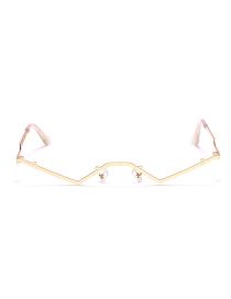 Fashion Gold Frame Metal Lightning Leg Triangle Lensless Glasses Frame