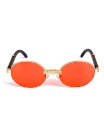 Fashion Gold Frame Red Film Pc Diamond Round Sunglasses