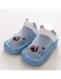 Fashion Blue Bearded Bear Cotton Non-slip Soft Bottom Baby Toddler Socks