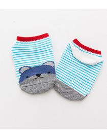Fashion Striped Blue Grizzly Cotton Cartoon Stripe Knitted Children Floor Socks