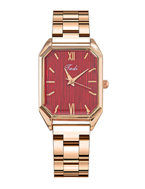 Fashion Roman Brushed Red Stainless Steel Square Dial Watch