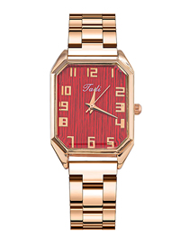Fashion Brushed Digital Red Stainless Steel Square Dial Watch