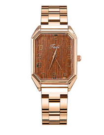 Fashion Brushed Digital Brown Stainless Steel Square Dial Watch
