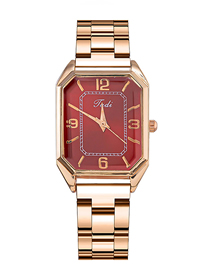 Fashion Digital Bar Nail Red Stainless Steel Square Dial Watch