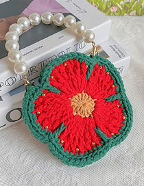 Fashion Christmas Bag Wool Crochet Flower Pearl Tote