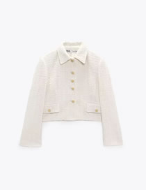 Fashion White Solid Textured Lapel Button Down Shirt